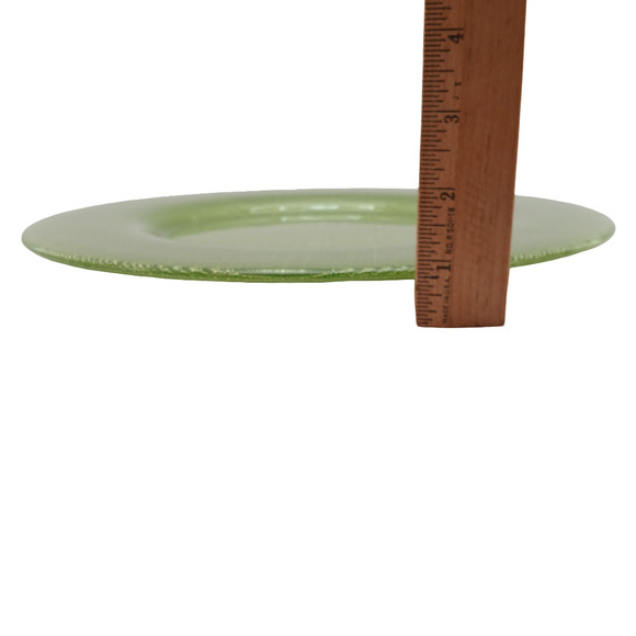 Bormioli Rocco Inca Green Glass Charger Plate 13” Decorative Weave Texture Italy - Picture 6 of 6